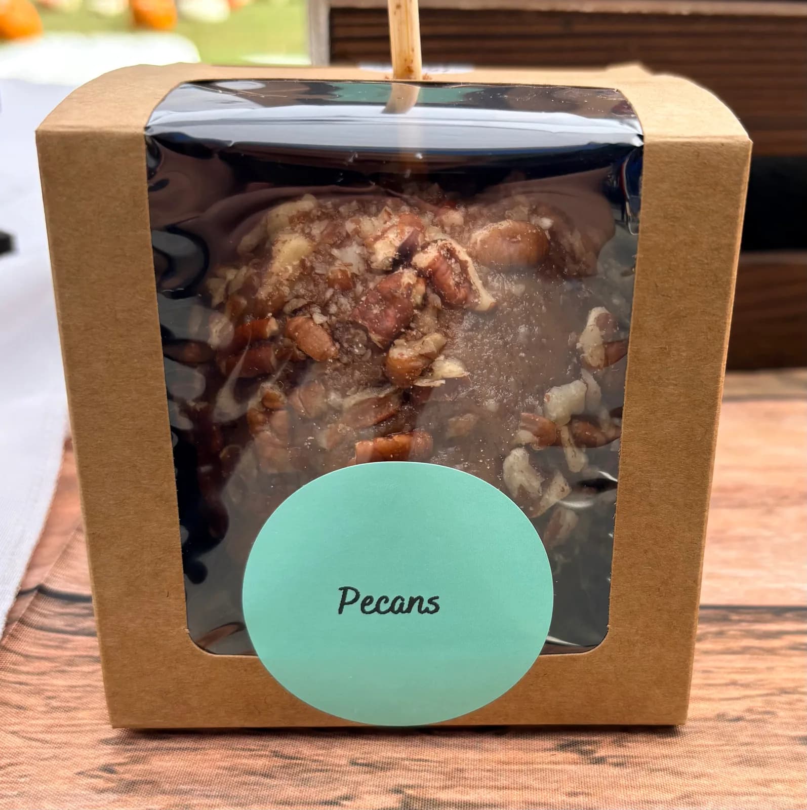 Caramel apple with pecans